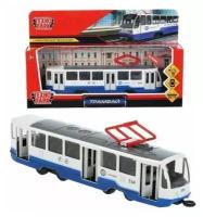 Трамвай металлический ТехноПарк 18,5см свет, звук TRAM71403-18SL-BUWH