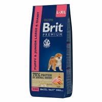 Сухой корм Brit Premium Puppy and Junior L-XL для щенков крупных и гигантских пород, 15 кг