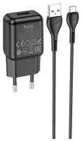 Сетевое зарядное устройство Hoco C96A + кабель Micro-USB, Global, черный