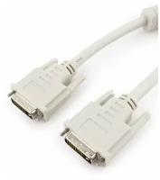 Кабель Cablexpert DVI-D, single link, 19M/19M, 1.8м, серый, экран, ферритовые кольца, пакет CC-DVI-6C 16206449