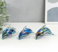 Сувенир стекло "Дельфин многоцветный" под муранское стекло микс 8,5х12 см