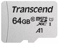 Карта памяти microSDXC Transcend, 64Gb, Class 10, 1шт. (TS64GUSD300S-A)