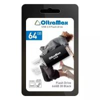 Флешка OltraMax 64, 64 Гб, USB2.0, чт до 15 Мб/с, зап до 8 Мб/с, чёрная 9441560