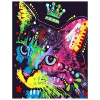 Картина по номерам Paintboy "Разноцветный кот с короной", 40x50 см