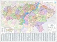 Настенная карта Саратовской области 101 х 136 см (на холсте)