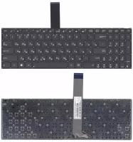 Клавиатура для ноутбука Asus K56, черная без рамки, плоский Enter, контакты расположены с лицевой стороны
