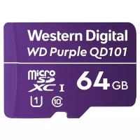 Карта памяти WD Purple SC QD101 Ultra Endurance MicroSDXC WDD064G1P0C 64ГБ Class 10 UHS 1 (U1) для видеонаблюдения