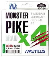 Шнур Nautilus Monster Pike Braid X4 Dark Green d-0.36 27.2кг 60lb 150м