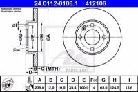 ATE 24011201061 24.0112-0106.1_диск тормозной передний!\Audi 80, VW Golf/Passat/Polo 1.1-1.8/1.9SDi <01