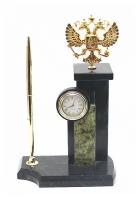 Часы из камня змеевик "Герб России"