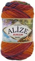 Пряжа ALIZE "Burcum Batik" цвет: 4827 оранжевый-фиолет-изумруд-хаки 100гр. 210м. (100% акрил) 1 шт