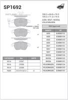 Колодки тормозные передние SANGSIN SP1692 VW Polo / RAPID