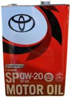 Оригинальное моторное масло Toyota Motor Oil SP 0W20 4л