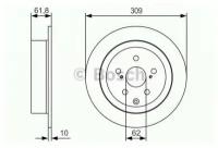 Диск тормозной задний 0986479T04 Bosch для Toyota Higlander / Бош для Тойота Хайлендер