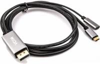 Кабель VCOM USB Type-C(M) - DisplayPort/USB Type-C(F) (CU422MCPD), 1.8 м, черно-серый