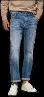 Джинсы Pepe Jeans, прямой силуэт, средняя посадка, стрейч, размер 33, синий