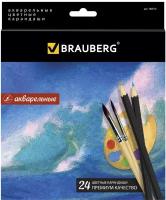 Карандаши цветные акварельные BRAUBERG "Artist line", 24 цвета, заточенные, высшее качество, 180570, 1 шт