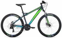 Велосипед FORWARD FLASH 26 2.0 D, колесо 26'', рост 17'', сезон 2021-2022, серый мат./ярко-зеленый