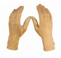 Перчатки элегантные женские "Сенсорный палец" иск.замша цвет песочные (размер: 6-8)