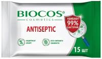 Влажные салфетки BioCos антисептические, 15 шт