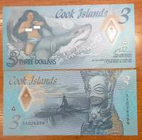 Острова Кука банкнота 3 доллара 2021 UNC