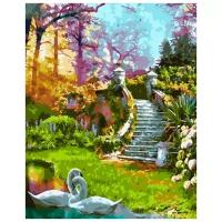 Картина по номерам "Лебеди у моста", 40x50 см