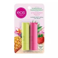 EOS Набор бальзамов для губ Strawberry Peach and Pineapple Passionfruit