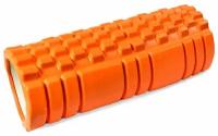 Ролик массажный для фитнеса CLIFF 33х14 см, оранжевый / валик для пилатеса, йоги, массажа