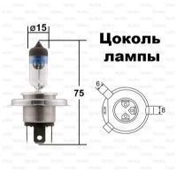 Лампа головного света (VisionPlus) H4 12V 60/55W Блистер 1 шт