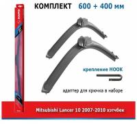 Дворники Mapis 600 мм + 400 мм Hook для Mitsubishi Lancer 10 / Мицубиси Лансер 10 2007-2010 хэтчбек