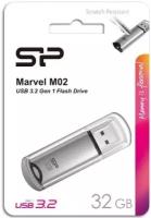 Флешка Silicon Power Marvel M02 32 ГБ, USB 3.0, серебристый