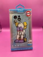 Чехол на iPhone 13 Pro Luxo kaws голубой, белый