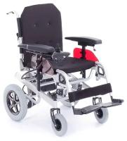 Кресло-коляска с электроприводом МЕТ Route 14, ширина сиденья: 430 мм, материал: алюминий/ткань, колеса (передние/задние): литые/пневматические, цвет: серебристый/черный