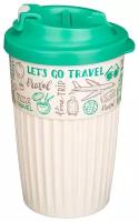 Стакан для горячих напитков с клапаном и декором "Travel" 450мл. (Зеленый)