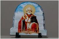 Икона Святитель Николай Чудотворец на камне (фотокамень), 15х15см