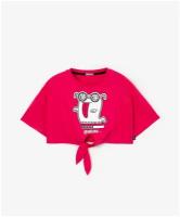 Футболка оверсайз укороченная розовая Gulliver, для девочек, размер 164, мод 12307GJC1206