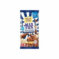 Шоколад ALPEN GOLD (альпен гольд) MaxFun молочный начинка мармелад со вкусом колы, попкорн, взрывная карамель 150г