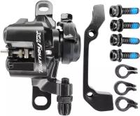 Тормоз дисковый (калипер) механический, Shimano BR-TX805, с адаптером, болтами и колодками, R160/F180, черный