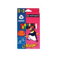 Фломастеры 10цв 3.9 мм Centropen 2549 Magic, лин 1,8мм, мен цвет, 8цв+2поглатит, карт/уп 2468412