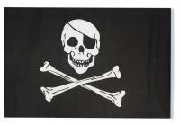 Флаг пиратский черный " Веселый Роджер" пират с повязкой, 60*90 см