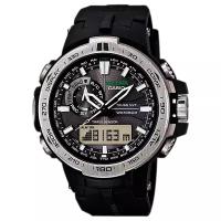 Наручные часы CASIO Pro Trek PRW-6000-1E мужские, кварцевые, будильник, термометр, барометр, компас, альтиметр, секундомер, таймер обратного отсчета, морозоустойчивость, водонепроницаемые, индикатор запаса хода, подсветка стрелок, подсветка дисплея