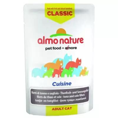 Влажный корм для кошек Almo Nature Classic, с тунцом, с камбалой 55 г