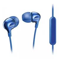 Наушники вкладыши с микрофоном Philips SHE3705, мобильная гарнитура, синие