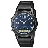 Наручные часы CASIO AW-49HE-2A кварцевые, будильник, секундомер, водонепроницаемые, черный