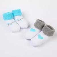 Носки Uviton, набор для новорождённых, 2 пары, махровые от 0 до 6 мес., цвет бирюзовый