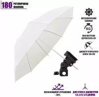 Комплект для съемки UWD-100: зонт просветный диаметром 100 см, белый и держатель для вспышки и зонта, зажим тип E с холодным башмаком