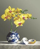 Канва/ткань с рисунком М.П.Студия для вышивания бисером №2 35 см х 40 см Г-045 Орхидеи