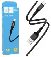 Кабель Denmen USB D02V на Micro USB 2.4A, 1 м, черный