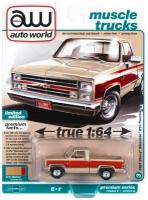 Модель коллекционная AUTO WORLD 1:64 1987 Chevy Silverado R10 Fleetside Tan Bright Red