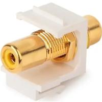 Вставка HYPERLINE KJ1-RCA/YL-HG-WH формата Keystone Jack с проходным адаптером RCA (желтый), Hex. type, gold plated, ROHS, белая (KJ1-RCA/YL-HG-WH)